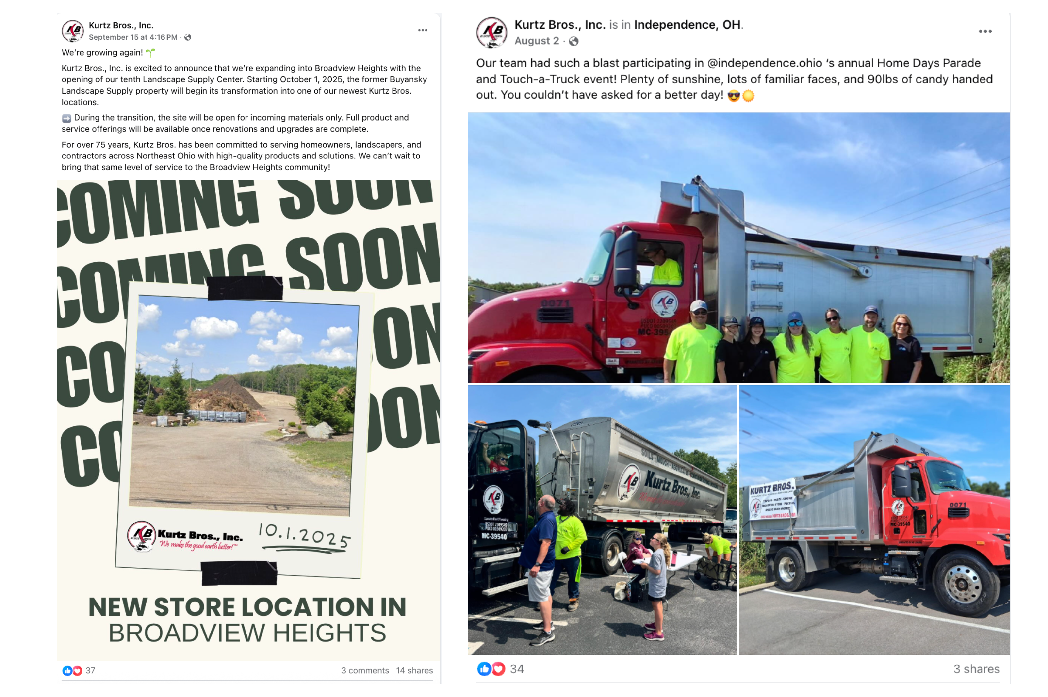 Kurtz Bros Facebook Examples