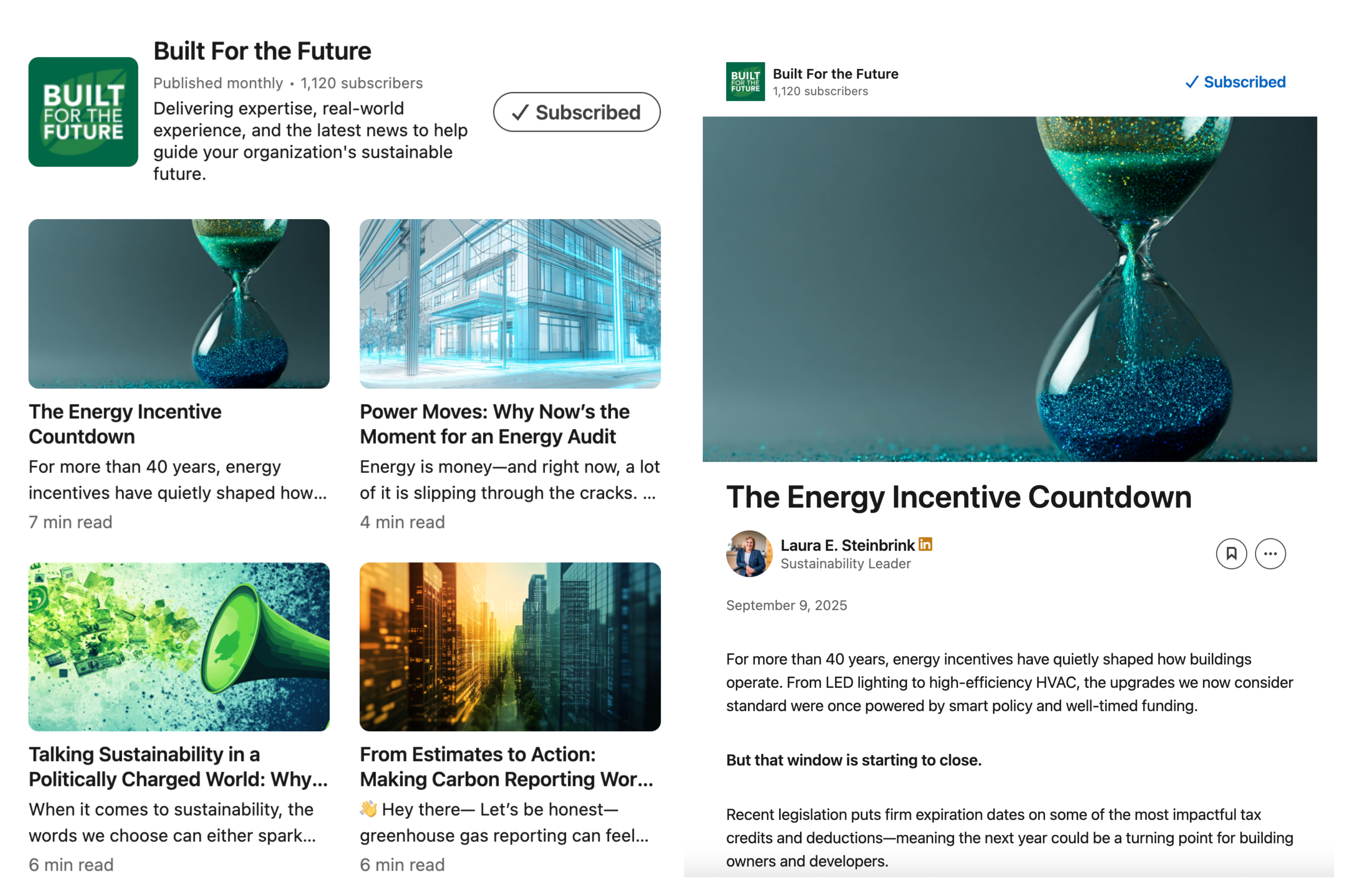 Emerald Built Environments LinkedIn Newsletter